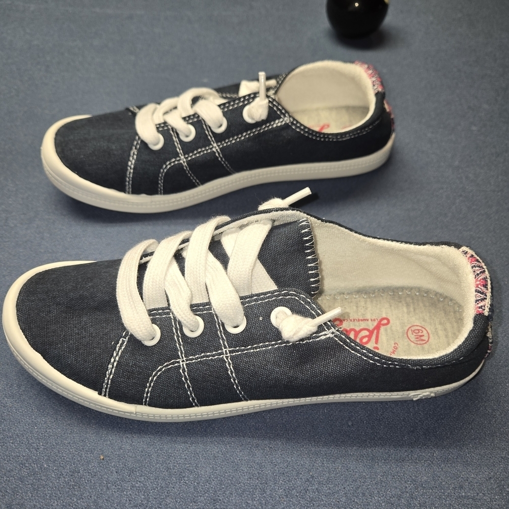 NWOB Jellypop Dallas Womens 6 Kids 4 Denim Casual Sneakers Slip-on Tribal Boho